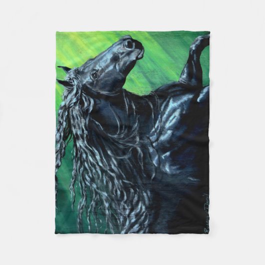Friesian, De zwarte schoonheid hengst, hardlopen Fleece Deken (Voorkant)