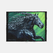 Friesian, De zwarte schoonheid hengst, hardlopen Fleece Deken (Voorkant (Horizontaal))