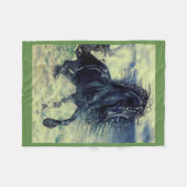 Friesian, De zwarte schoonheidshengst, stormachtig Fleece Deken (Voorkant (Horizontaal))