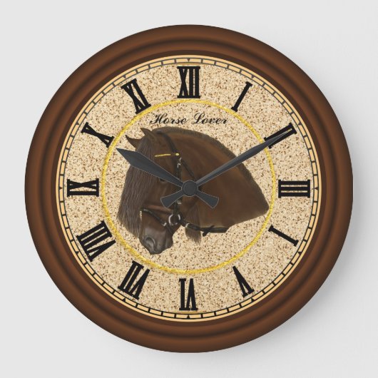 Friesian Draft Horse met zwarte cijfers Grote Klok (Voorkant)