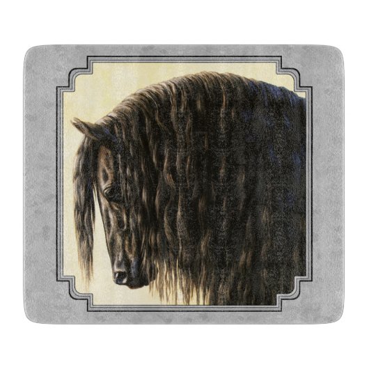 Friesian Draft Horse Silver Grey Snijplank (Voorkant)