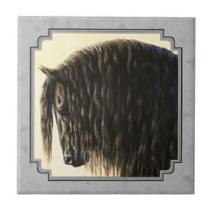 Friesian Draft Horse Silver Grey Tegeltje