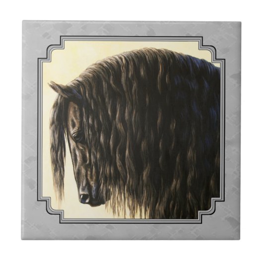 Friesian Draft Horse Silver Grey Tegeltje (Voorkant)