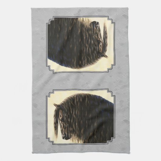 Friesian Draft Horse Silver Grey Theedoek (Verticaal)