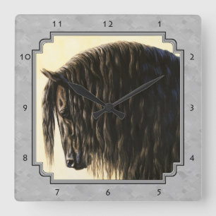 Friesian Draft Horse Silver Grey Vierkante Klok
