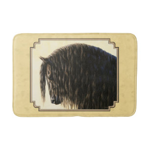 Friesian Draft Horse Yellow Badmat