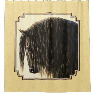 Friesian Draft Horse Yellow Douchegordijn