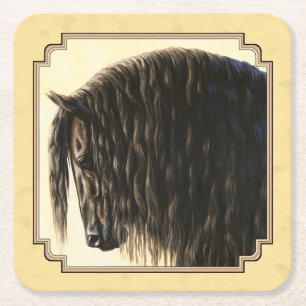 Friesian Draft Horse Yellow Kartonnen Onderzetters