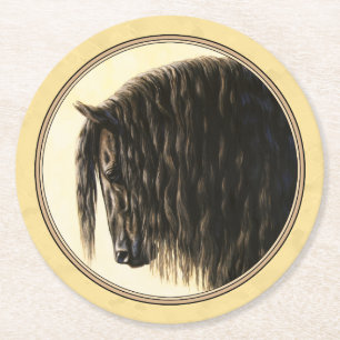 Friesian Draft Horse Yellow Ronde Kartonnen Onderzetter