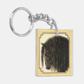 Friesian Draft Horse Yellow Sleutelhanger (Voorkant Links)