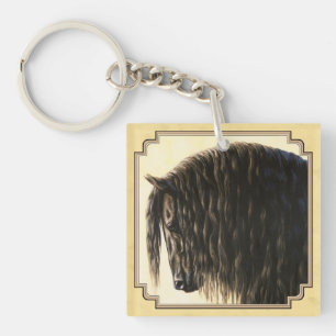 Friesian Draft Horse Yellow Sleutelhanger