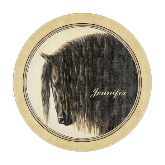 Friesian Draft Horse Yellow Snijplank (Voorkant)