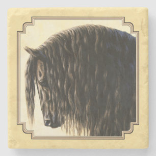 Friesian Draft Horse Yellow Stenen Onderzetter