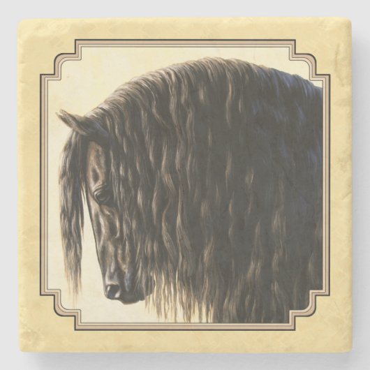 Friesian Draft Horse Yellow Stenen Onderzetter (Voorkant)