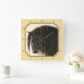 Friesian Draft Horse Yellow Vierkante Klok (Huis)