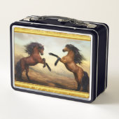 Friesian Draft Horses in een rotsbergdal (Achterkant)