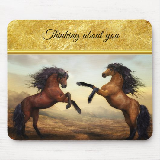 Friesian Draft Horses in een rotsbergdal Muismat (Voorkant)