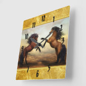 Friesian Draft Horses in een rotsbergdal Vierkante Klok (Hoek)