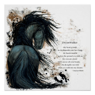 Friesian DreamWalker Horse Poem Poster van Bihrle