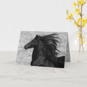 Friesian Flying Horse Wenskaart Kaart (Gele Bloem)