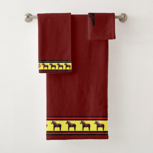 Friesian Folk dala paard, zwarte hengst, rood/goud Bad Handdoek