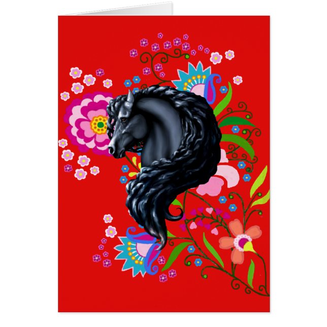 Friesian Folk, paard, zwarte hengst (Voorkant)