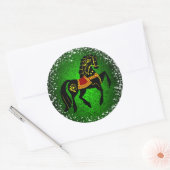 Friesian Folk zwarte hengst/schoonheid, sneeuw, gr Ronde Sticker (Envelop)