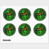 Friesian Folk zwarte hengst/schoonheid, sneeuw, gr Ronde Sticker (Vel)