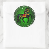 Friesian Folk zwarte hengst/schoonheid, sneeuw, gr Ronde Sticker (Tas)