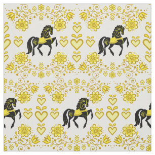 Friesian/Frisian Folk paard goud/zwart, harten, 4  Stof