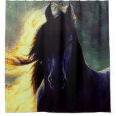 Friesian Glow, Friesiaans paard, zwarte hengst/mer Douchegordijn (Voorkant)