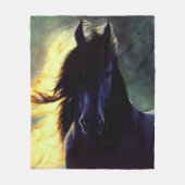 Friesian Glow, Friesiaans paard, zwarte hengst/mer Fleece Deken (Voorkant)
