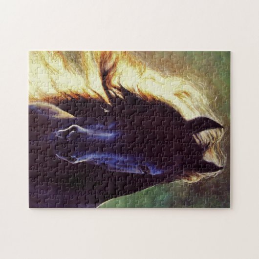 "Friesian Glow" zwart paard, hengst Legpuzzel (Horizontaal)