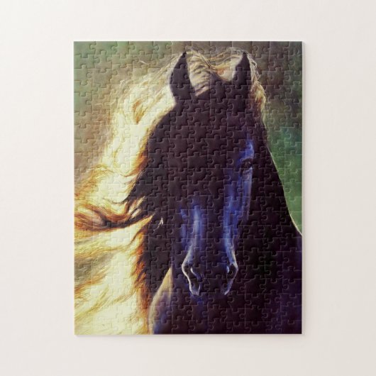 "Friesian Glow" zwart paard, hengst Legpuzzel (Verticaal)