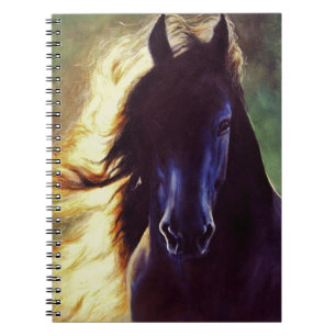 "Friesian Glow" zwart paard, hengst Notitieboek