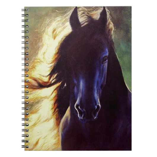 "Friesian Glow" zwart paard, hengst Notitieboek (Voorkant)