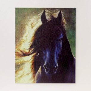 "Friesian Glow" zwarte paard, hengst (500 stuk) Legpuzzel