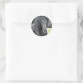 Friesian Hengst Ronde Sticker (Tas)