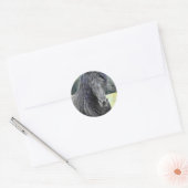 Friesian Hengst Ronde Sticker (Envelop)