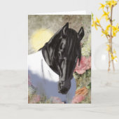 Friesian Hengst - Wenskaart Kaart (Gele Bloem)