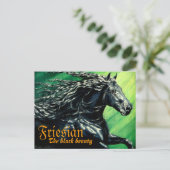 Friesian, het zwarte beuaty, het hengst paard briefkaart (Staand voorkant)