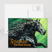 Friesian, het zwarte beuaty, het hengst paard briefkaart (Voorkant / Achterkant)