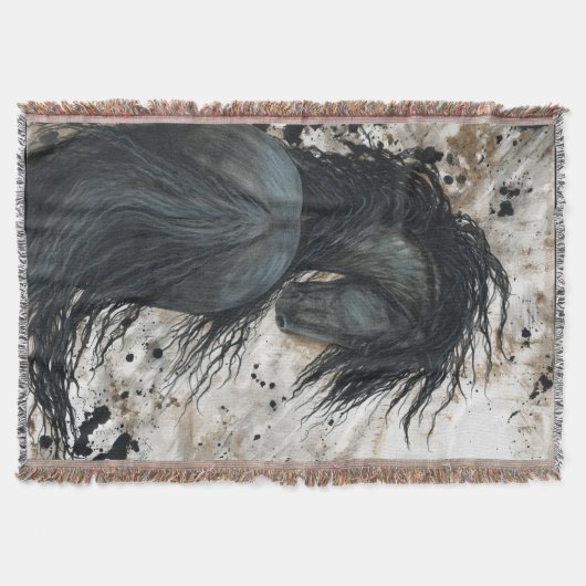 Friesian Horse by Bihrle Throw Blanket Deken (Voorkant)