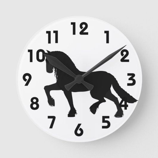 Friesian Horse Clock Ronde Klok (Voorkant)