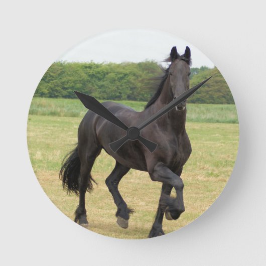 Friesian Horse Clock Ronde Klok (Voorkant)