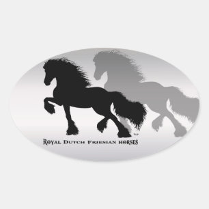 Friesian Horse / Fries Paard Ovale Sticker