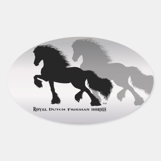 Friesian Horse / Fries Paard Ovale Sticker (Voorkant)