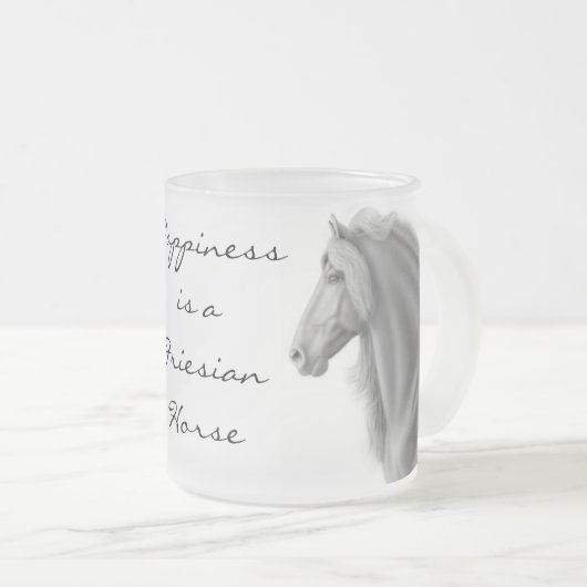 Friesian Horse Frosted Glass Mok (Voorkant rechts)