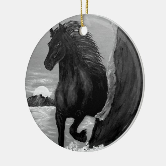 Friesian Horse in het Surf Keramisch Ornament (Links)