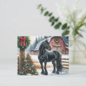 Friesian Horse Merry Christmas  Briefkaart (Staand voorkant)
